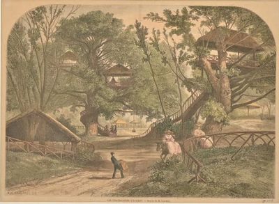 une photo d'un tableau représentant un homme et une femme dans les bois