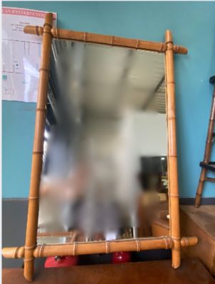 a reflection of a cat in a mirror on a table