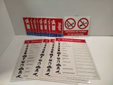 four signs on the table that show different types of signs