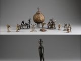 deux images représentant une statue en bronze d'un homme et un groupe de personnes