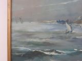 a painting of a sailboat in the ocean