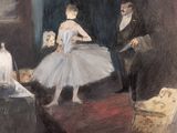 tableau représentant un homme et une femme dans une pièce où se trouve un tableau représentant une ballerine