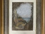 une image représentant une peinture d'une falaise avec vue sur l'océan