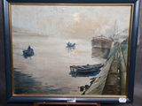 une image d'une peinture de bateaux sur l'eau