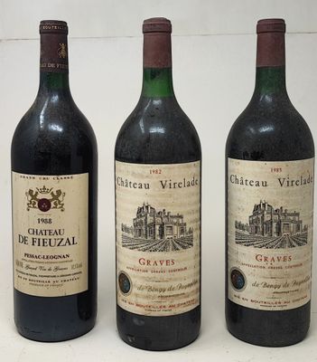 3 magnums GRAVES DIVERS, (1 Fieuzal 1988, 2 Virelade 1982 & …