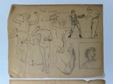 a drawing of a group of people on a piece of paper