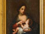 peinture d'une femme tenant un bébé dans ses bras