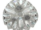 a clear glass bowl with a flower design on it