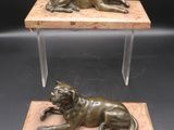 pair of bronze dogs on marble bases