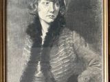 a painting of a woman in a hat and fur coat