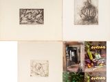 quatre dessins représentant différents types de fruits et de légumes dans un livre