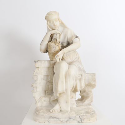 Guglielmo Pugi (1850-1915) Sculpture en albtre, sign sur l…