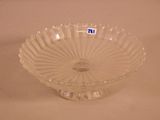 a clear glass bowl with a blue number on it