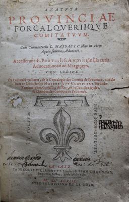 Statuta Provinciae Forcalqueriique - Louis Massis - Édition historique