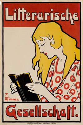 une affiche faisant la promotion d'un livre, sur laquelle figure une femme en train de lire un livre