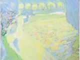 a painting of a painting of a green field with trees in the background