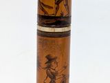 a tall vase with a picture of a woman and a man on it