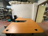 a wooden table with a hole in the middle of it