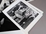 several black and white photos of a man and woman posing for a picture