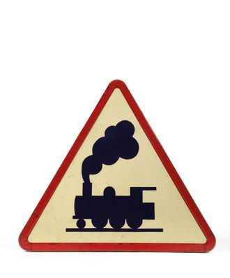 a sign with a picture of a train on it