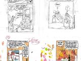 esquisses d'une bande dessinée représentant un homme et une femme