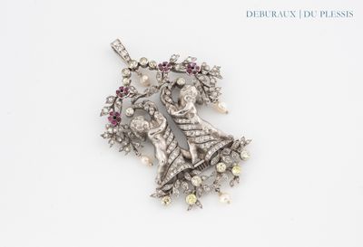an image of a diamond and pearl broochle on a white surface