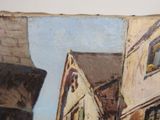 a picture of a painting of a street in a city