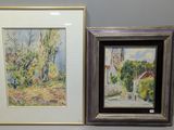 deux tableaux représentant des arbres, encadrés, accrochés au mur