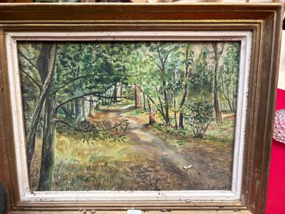 G. Duval, Paysage au sous-bois, Aquarelle sur papier contresigné sur c