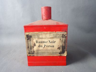 Baume noir du Pérou, flacon à pharmacie en tôle, H. 27cm - Photo 1