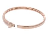 a close up of a rose gold bracelet with a cat head on it