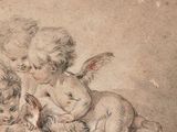 an image of a drawing of a group of cherensils playing with each other
