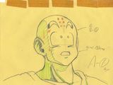dessin représentant un homme avec des points de suture à la tête et au cou