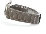 a bracelet that has a silver buckle on it