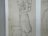 two drawings of a man and a woman standing next to each other