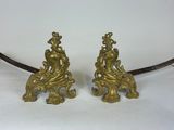 paire de figurines anciennes en laiton représentant un paon perché sur une branche