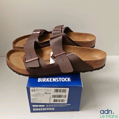 brand new birkenstock men ' s brown leather sandals