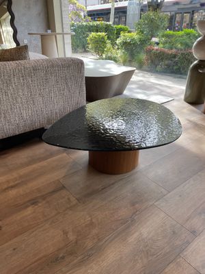1 table basse « Mushroom » bois et verre trempé 110 x 87 x 3…