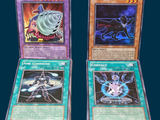 three different types of pokemon cards are shown on a blue background
