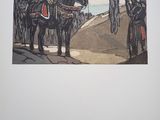 a picture of a painting of a man on a horse