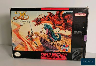 une vieille boîte de jeu Nintendo sur laquelle figurent un dragon et un chevalier