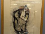 une image représentant un dessin d'un clown en costume et avec un chapeau