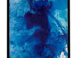 blue and white abstract painting with a black frame