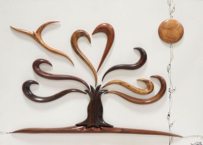 a picture of a decorative tree made out of wood