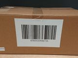 a box with a barcode on it sitting on a table