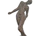 statue of a man holding a tennis racquet on a white background
