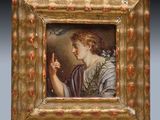 an image of a painting of a woman holding a bird in her hand