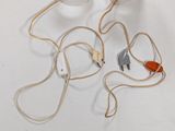 several wires that have been tangled up on the table