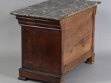 a small wooden box with a marble top