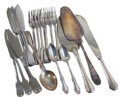 Suite en inox poli, modèle uni-plat comprenant 7 FOURCHETTES…